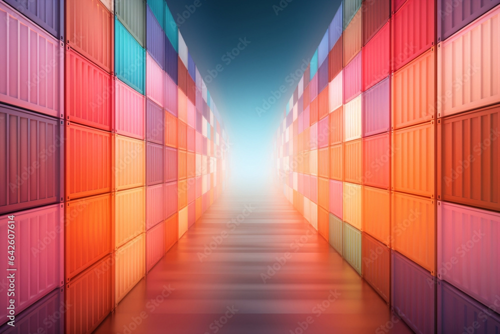 Poster illustration square design shape background abstract blue modern cube block render colours