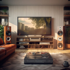 modern living room sound system TV