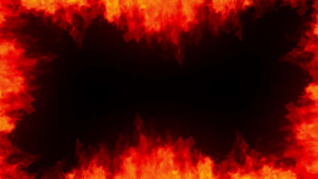 fire vignette around the screen frame animation. Hot warm with black background