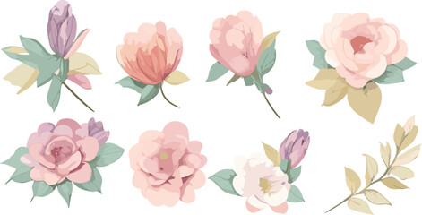 Sweet Flower Branch: Delicate Floral Illustrations for Your Creative Projects