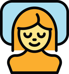 Female good sleep icon outline vector. Sleep disorder. Bed person color flat