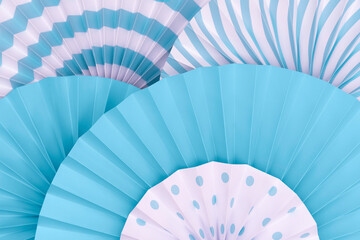 Beautiful blue paper fans background.