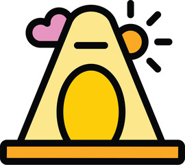 Flag tent icon outline vector. Luxury camping. Rv trip color flat