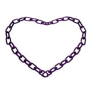 Y2K Chain Heart Frame Purple Sticker Element With Chrome Effect