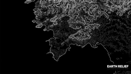 Vector abstract earth relief map. Generated conceptual elevation map.
