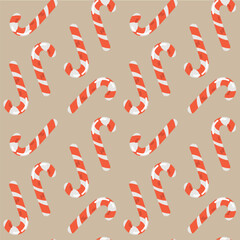 Christmas candy cane seamless pattern. Vector illustration.
