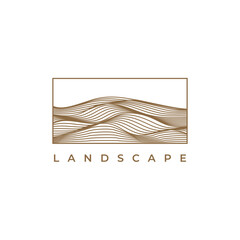 Landscape wave desert logo design illustration vector template