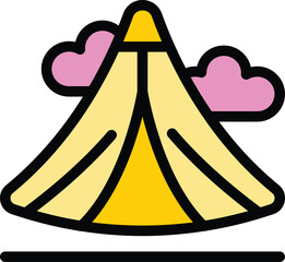 Glamping tent icon outline vector. Luxury outdoor. House furniture color flat © ylivdesign