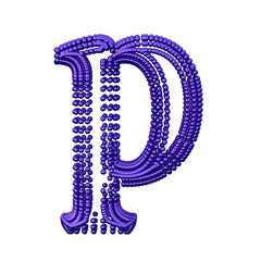 Symbol of small dark purple spheres. letter