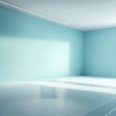 light blue empty wall with interesting light glare. background for the presentation