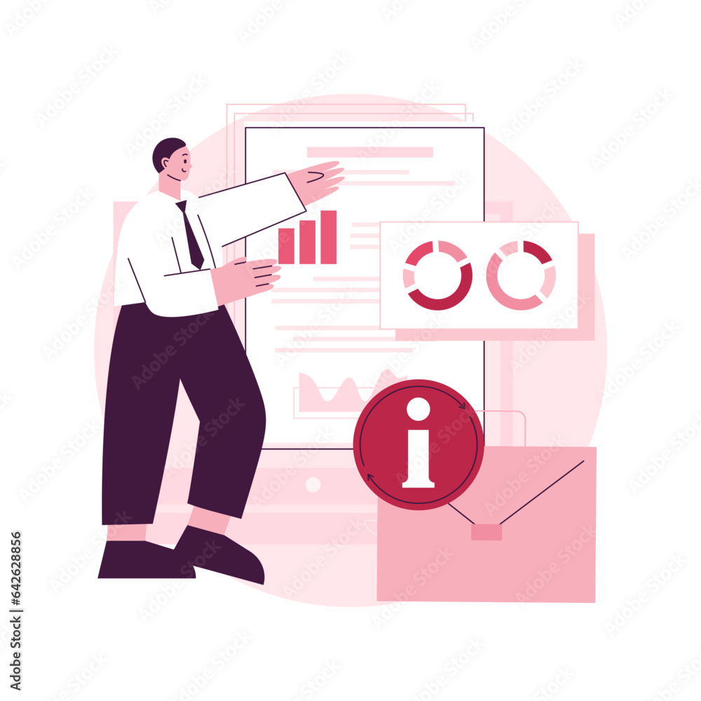 Aufkleber business information system abstract concept vector illustration. it infrastructure, business enterp