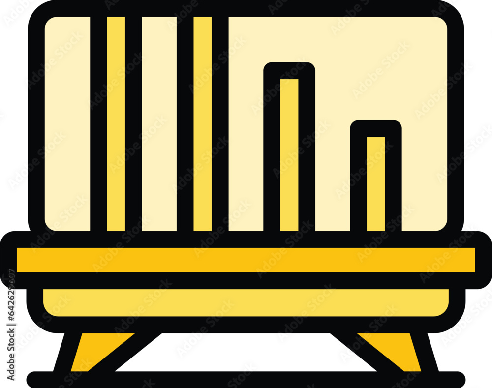 Poster armchair sofa icon outline vector. work maker. factory process color flat