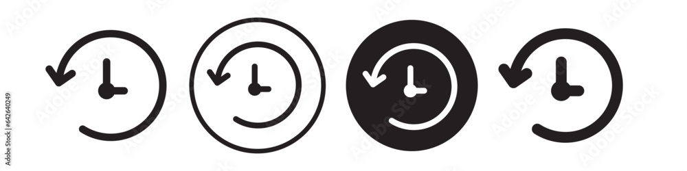 Poster history icon. reverse countdown of past event symbol. vector set of back clock time count. flat outl