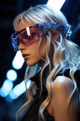 a woman wearing a pair of sunglasses. Generative AI Art.