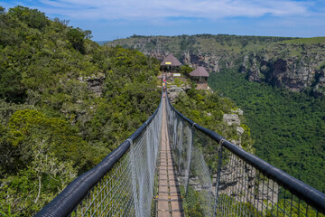 Lake Eland Nature reserve in Oribi gorge with a hanging suspension bridge