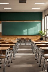 empty classroom, daylight.