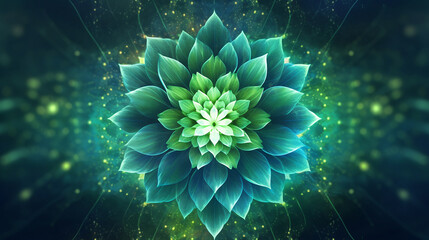 Dahlia green Imaginary fractal abstract light background image Ai generated art