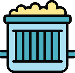 Mine wagon icon outline vector. Coal stone. Rock miner color flat