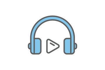 Headphones Icon. Icon related to multimedia and entertainment. suitable for web site design, app, user interfaces. Flat line icon style. Simple vector design editable