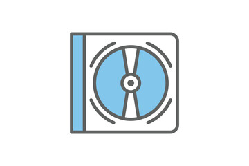 DVD Icon. Icon related to multimedia and entertainment. suitable for web site design, app, user interfaces. Flat line icon style. Simple vector design editable