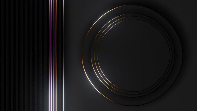 This stock motion graphic video of 4k Radial Luxury Black Background with gentle overlapping curves on seamless loop