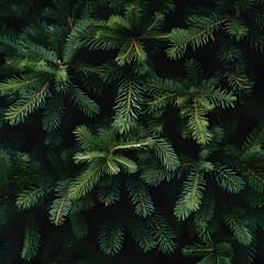 A close up shot of pine tree branches. A Christmas and Holiday theme. Generative ai. 