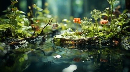 Obraz na płótnie Canvas Captivating Moments: Exploring the Serene Magic of Natural Water Elements, generative AI
