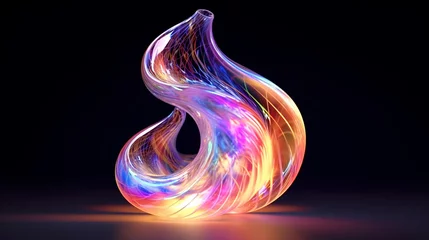 Fotobehang Klein bottle colorful light topology math projective plane picture Ai generated art © Biplob
