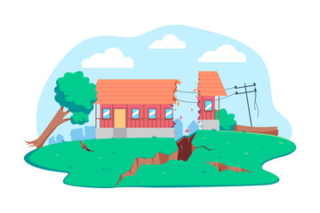 Naklejka premium Earthquake vector illustration.