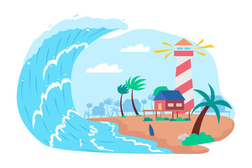 Fototapeta na wymiar Tsunami vector illustration.