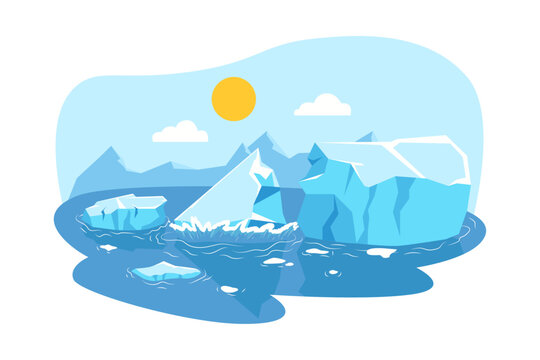 Melting glacier vector illustration.