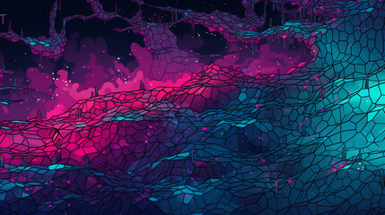 Fototapeta premium AI Emotional Nexus: Vaporwave Cybersecurity and Neural Networks