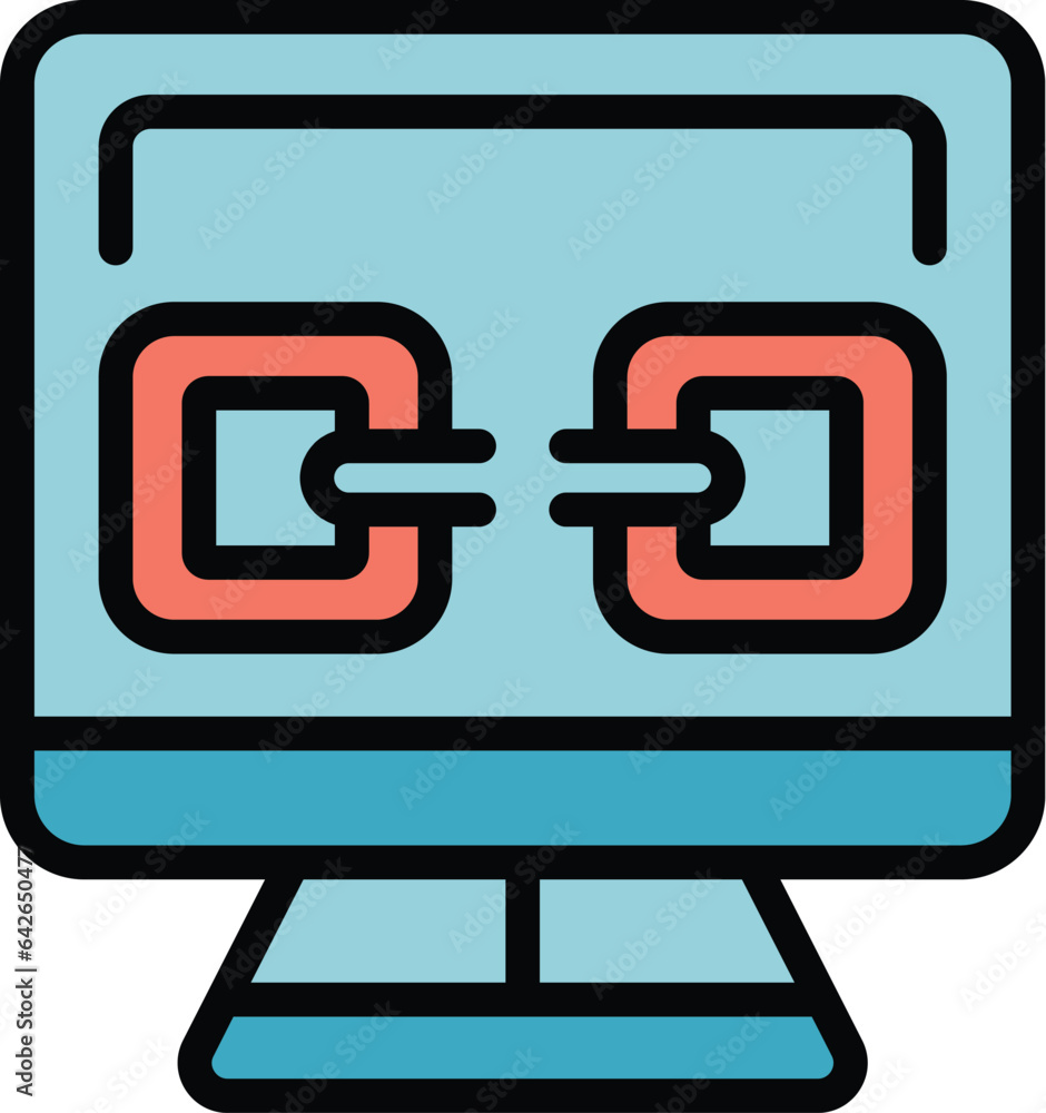 Poster computer lost connection icon outline vector. internet error. connect available color flat