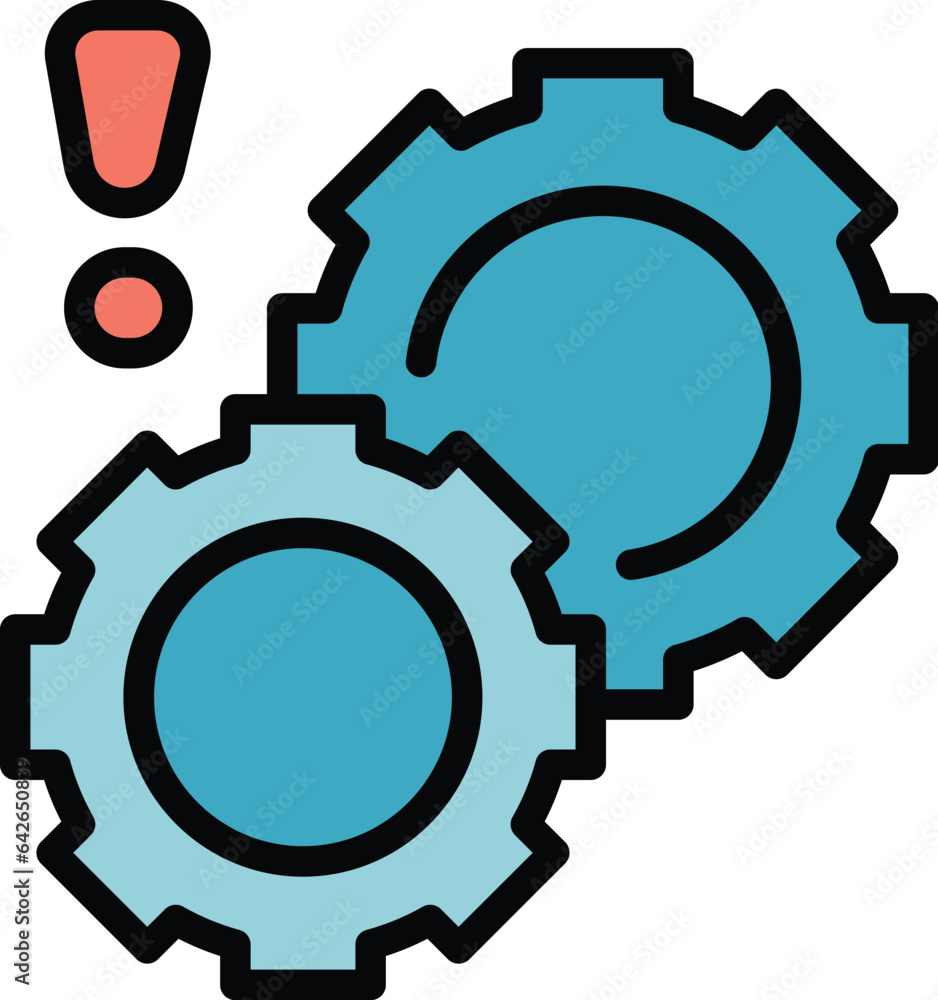 Aufkleber gear error icon outline vector. lost connection. socket site color flat