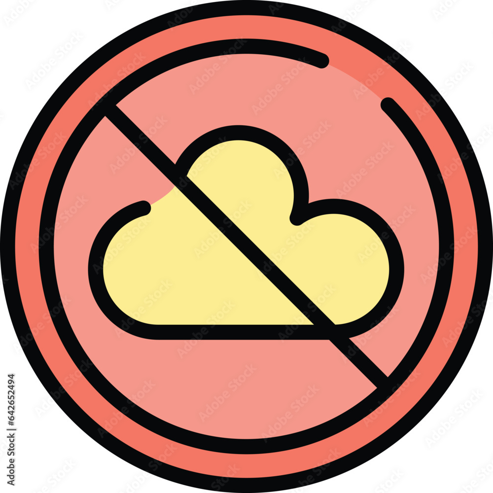 Poster no cloud connection icon outline vector. lost internet. 404 error color flat