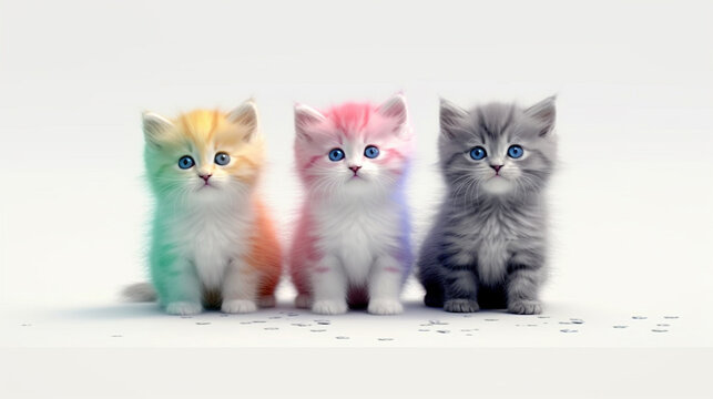 Rainbow kittens hyper realistic graphics openart greg illustration image Ai generated art