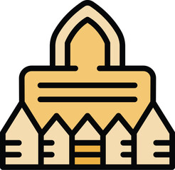 Celebration monument icon outline vector. Myanmar building. Sky culture color flat