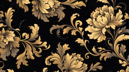 Damask floral pattern, background, high quality, 16:9