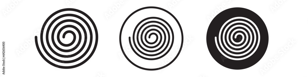 Poster spiral icon. circular swirl twist radial shape symbol. vector set of hypnosis vortex curve illusion.