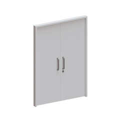 Double Swing Wood Door 3D Render Illustration Element 01