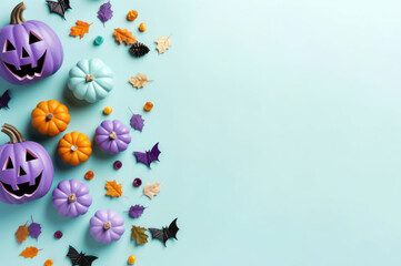 Pastel Halloween Background Flat Lay created with Generative AI technology