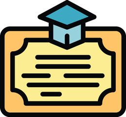 Manager diploma icon outline vector. Worker report. Business team color flat