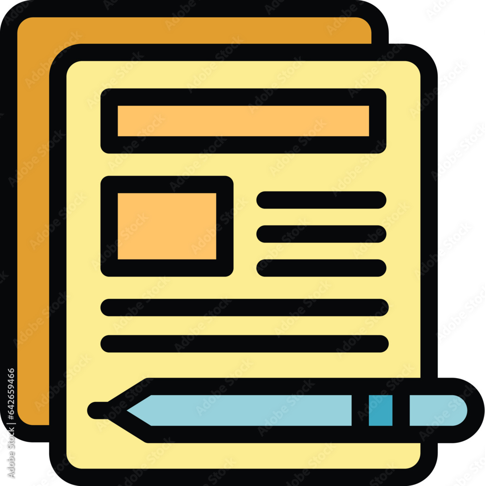 Poster write report icon outline vector. top team. worker project color flat