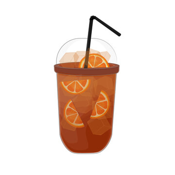 Es Teh or Lemon Iced Tea in a Plastic Cup Vector Illustration Logo 