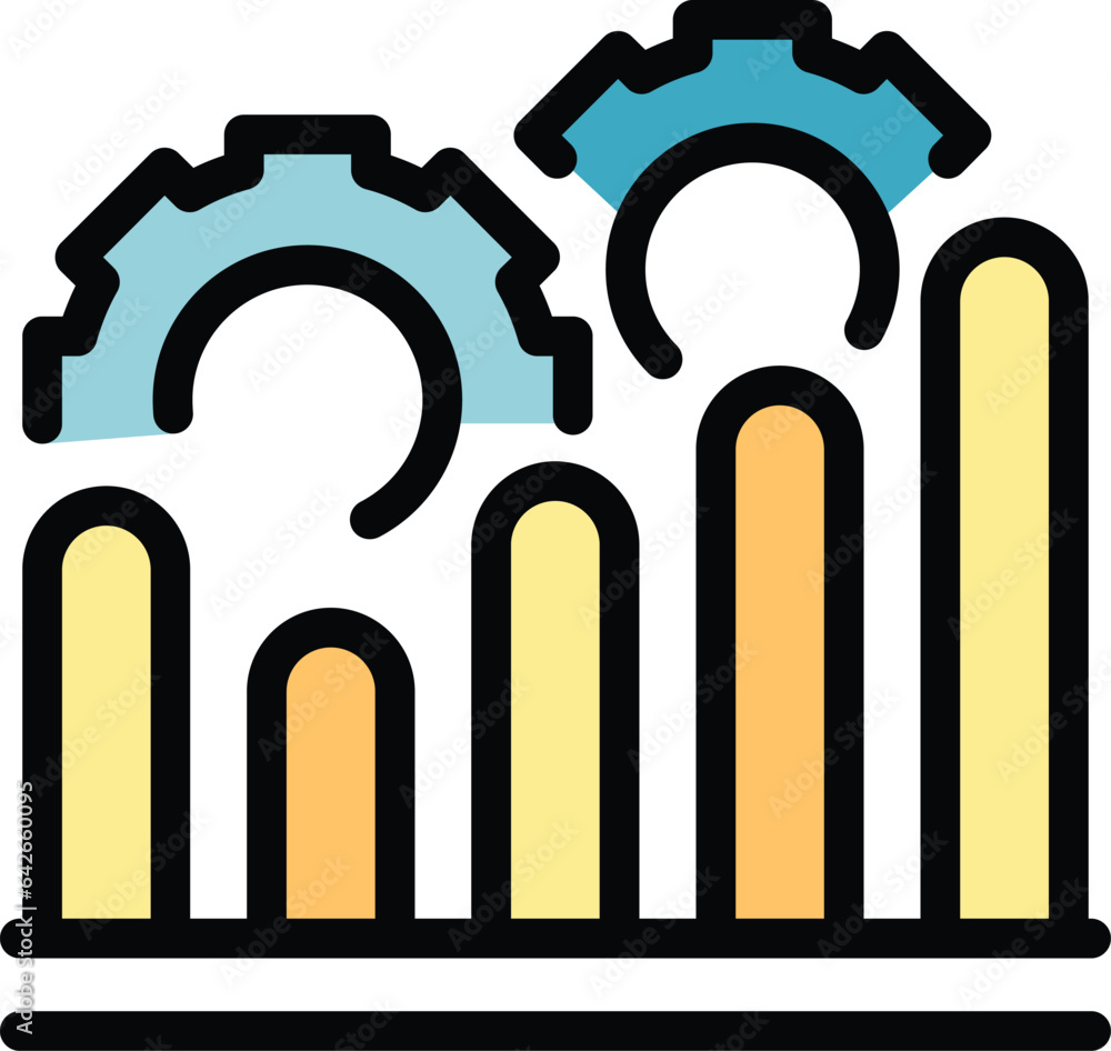 Poster graph chat icon outline vector. worker report. project group color flat