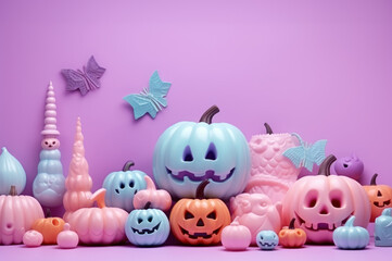 Obraz premium Pastel Halloween Background with Copy Space created with Generative AI technology 