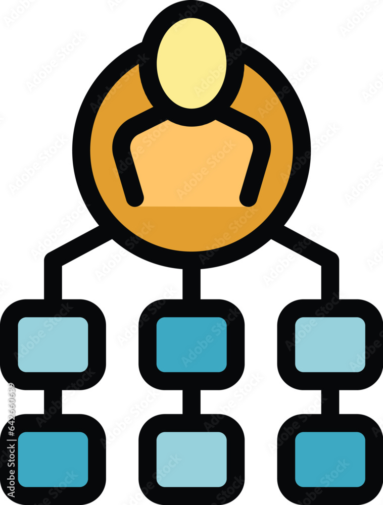 Poster View chart icon outline vector. Office meeting. Team top color flat - Posters