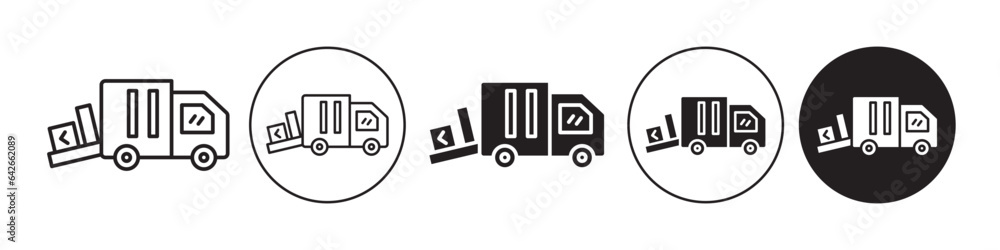 Poster unloading truck icon. loading transport delivery cargo shipment symbol. vector set of shipping logis