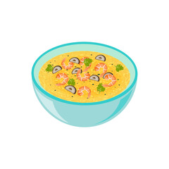 Logo Illustration Vector of Italian mixed rice risotto with added shrimp