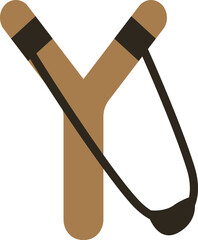 Slingshot icon. Wood toy. Kid weapon symbol